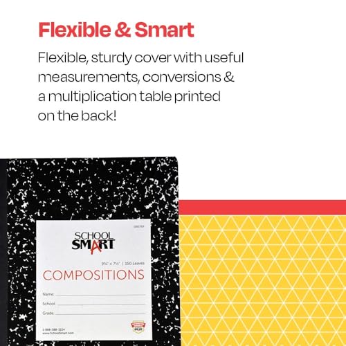 School Smart Hard Cover Ruled Composition Book, 150 Sheets, 9-3/4 x 7-1/2 Inches - 086769