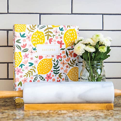 Jot & Mark 8.5"" x 9.5"" 3 Ring Recipe Binder with 50 Matching 4x6 inch | 50 Recipe Cards + 25 Sleeve Protectors + 5 Full-Page Sleeves + 6 Divider Tabs | 8.5x9.5 3-Ring - color: Summer Citrus, size: 8.5" x 9.5"
