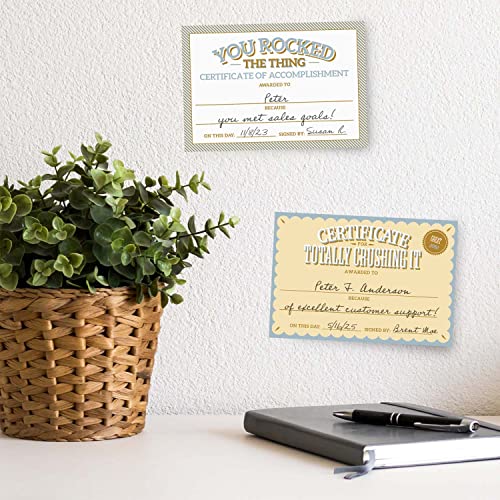 Motivational Achievement Certificate Fill in Sticky Note Pads / 6" x 4" Repositionable Recognition Award Sticky Pads / 50 Sheets Per Pad/Set of 5 Designs/Made in USA - color: Motivational