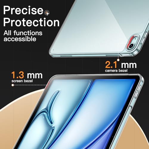 JETech Clear Case for iPad Air 13-Inch M4/M3/M2 (2026/2025/2024), Anti-Yellowing Transparent Shockproof Slim Tablet Back Cover with Hard PC Back and Soft TPU Bumper - size: iPad Air 13-inch (M4/M3/M2)