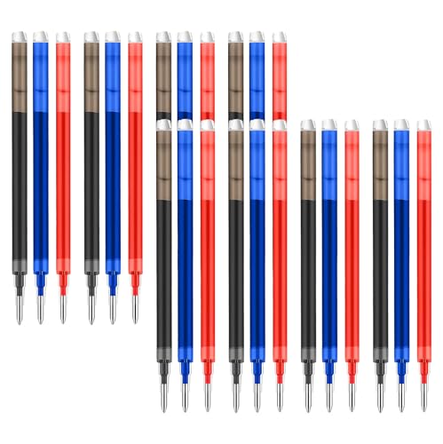 0.7 mm Erasable Gel Ink Pen Refills Compatible with Frixion Friction, Smooth Writing Multicolor Retractable Fine Point Pen Refill for School Office Home Art (Blue &Black &Red, 24) - style: Blue &Black &Red