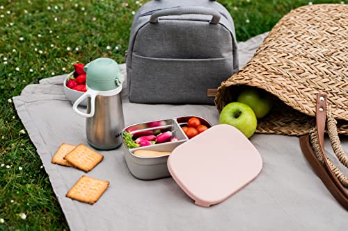 Beaba Stainless Steel Lunch Box, Kids Lunch Box with Silicone Lid, Bento Style Food Containers, Removable Silicone Dividers Make 1-3 Compartments, Rose - color: Rose