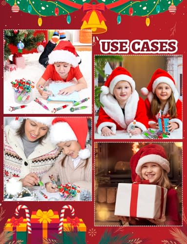 15 Pcs 4 in 1 Mini Christmas Multicolor Ballpoint Pens | Cartoon CuteRetractable Ballpoint Pen 0.7mm for School Home Office Stationery or Fun Gifts for Children - style: ChristmasBallpointPens15Pcs