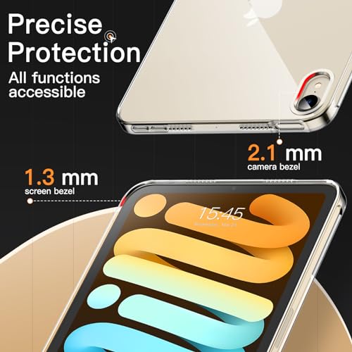 JETech Case for iPad mini (A17 Pro, 2024 Model, 7th Generation) / mini 6 (2021 Model, 6th Generation), Soft TPU Transparent Slim Shockproof Tablet Cover (Clear) - color: Clear, size: iPad mini A17 Pro / mini 6