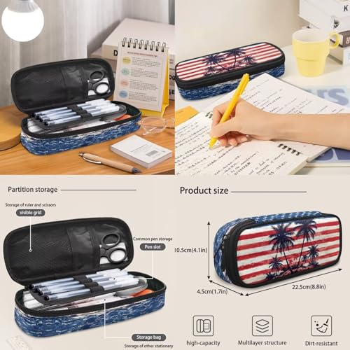 American Flag Coconut Tree 3PCS Kids Backpacks for Teen Girls Boys, 17 Inch School Bookbag Set with Lunch Bag Pencil Case 3 in 1 Lightweight Daypacks for Middle High School Students - color: American Flag Coconut Tree