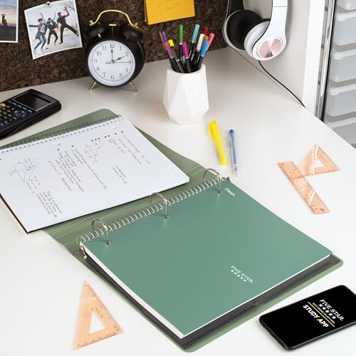 Five Star Spiral Notebook + Study App, 1 Subject, Graph Ruled Paper, 8-1/2" x 11", 100 Sheets, Fights Ink Bleed, Water Resistant Cover, Seaglass Green (620000CH1) - color: Seaglass Green, size: Pack of 1