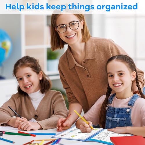 Henoyso 48 Pcs Blue School and Home 2 Pocket Folders with 4 Clear Inner Pockets Plastic Heavy Duty Homework Folders Parent Teacher Communication for Student Home Office Classroom,11 x 9 Inch - color: Blue
