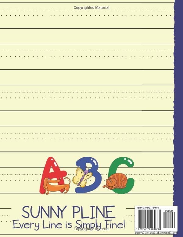 ABC Handwriting Practice Paper for pre-K Kids: 200 Blank Wide Lined Pages for English Alphabet Writing