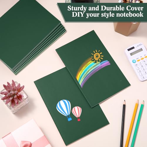 Mimorou 100 Pcs Journals Notebooks Bulk - Kraft Softcover A5 Small Notebooks 5.5 Inch x 8.3 Inch Notepads with 60 Page 30 Sheet for Writing Sketch Travel Office Supplies (Green,Unlined) - color: Green, style: Unlined