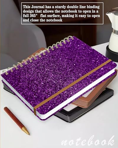 Spiral Journal Notebook for Women, Hardcover A5 College Ruled Notebook, 120 Pages, Thick Paper, Cute Lined Journal for School, Office & Work, 6 x 8.4 in(Shiny Purple) - color: Shiny Purple