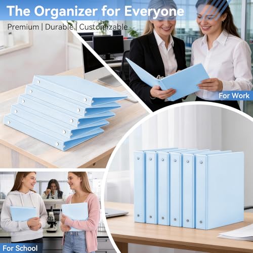 SUIN 1 Inch 3 Ring Binder, Clear 1'' View Presentation Binders with 2 Pockets, Fits 8.5 x 11 Letter Size, Durable Polypropylene, Non-Stick & PVC-Free for School, Office & Home (Pastel Blue) - color: Pastel Blue