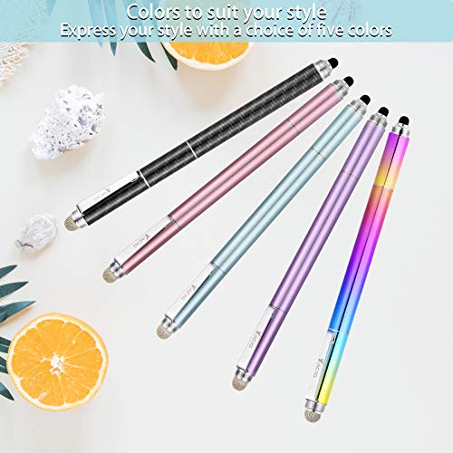 Capacitive Stylus Pen, 4-in-1 High Sensitivity and Precision Touch Screen Stylus Clear Disc Tip,Black Rubber Tip &Mesh Fiber Tip Compatible with Universal Touch Screen Device,Black - color: Black