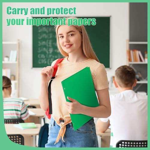 Yeaqee 72 Pcs Plastic Folders with Pockets Bulk 3 Hole Punched 2 Pocket File Folders for 3 Ring Binder Divider Folder for Notebooks, Durable Poly for Office Home (Green) - color: Green
