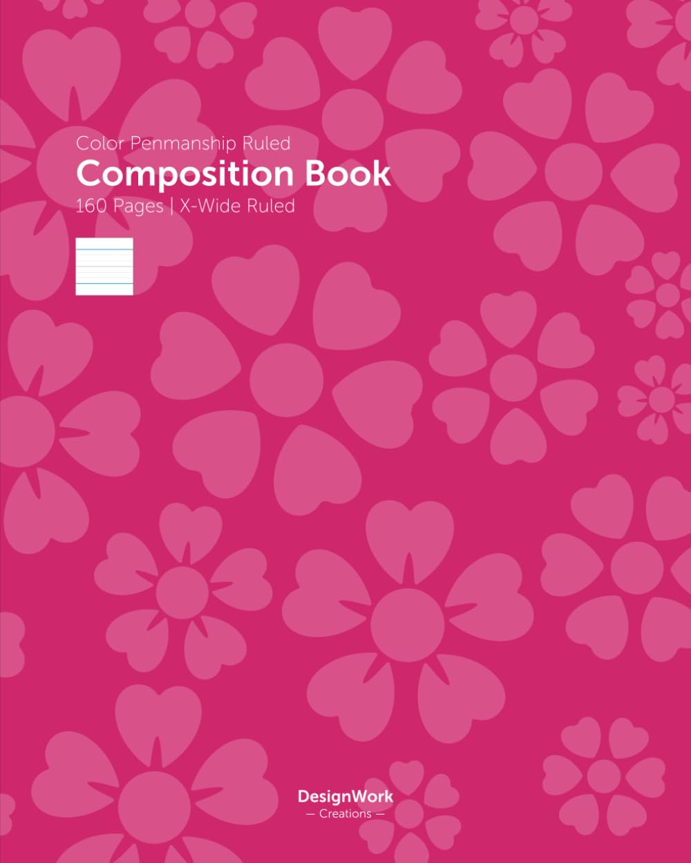 Color Penmanship Ruled Composition Book: 160 Pages | X-Wide Ruled — Neon Pink Cover