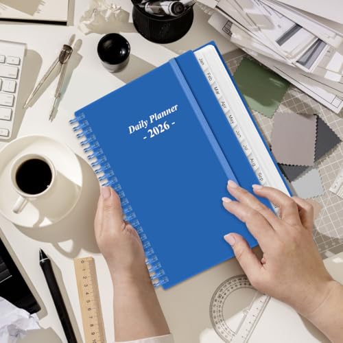 Daily Planner 2026 Full Page Per Day- 2026 Daily & Monthly Planner from January 2026 to December 2026, Day Planner 2026 with 12 Months Tabs, 6.4" x 8,5", Blue - color: Blue, size: 6.4" x 8.5"