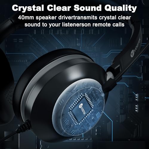 Voistek USB Headset with Microphone for PC/Laptop, One Ear Computer Headphones with Noise Cancelling Mic, 3.5mm+USB in-Line Mute, Volume Control for Work Home Office Online Class Skype Zoom