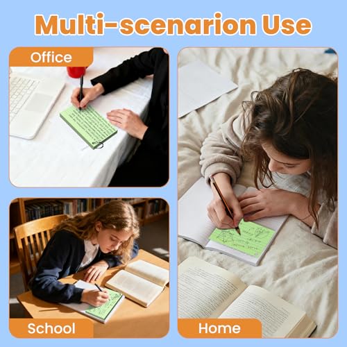300 Count Green Index Cards 3x5 Inch with Ring, Heavy Weight Flash Cards, Note Taking Supplies, Portable Note Cards, Study Flashcards for Students & Teachers, Office Home School Study Supplies - color: Green