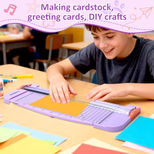 A4 Paper Cutter -12 Inch Paper Trimmer with 2pcs Replacement Blades with Safeguard Side Rulerfor Cut Gift Card,Coupon,Label, Cardstock,Photo - color: Purple