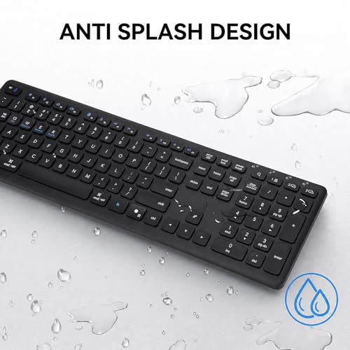 Wireless Bluetooth Keyboard, Full Size Multi-Device Keyboard for PC, Laptop | Connect Up to 3 Devices With Bluetooth or Usb and Enjoy Quiet, Comfortable Typing All Day.