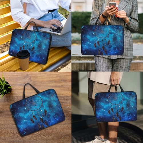 Laptop Sleeve Bag with Handle Computer Protective Soft Cover Case for 14 Inch 13 Inch Laptop,Blue Dream Catcher - color: Blue Dream Catcher