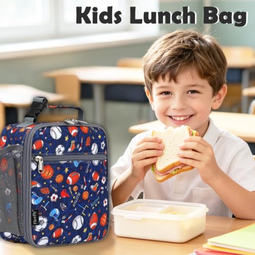 FlowFly Lunch box Insulated Soft Bag Mini Cooler Back to School Thermal Meal Tote Kit for Girls, Boys (Football) - color: Football