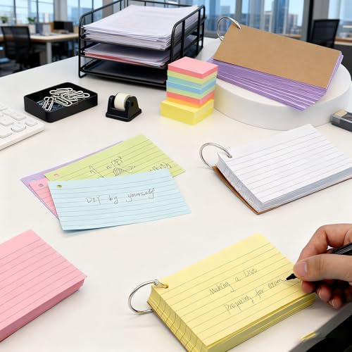 3000 Pcs White Index Cards Bulk with Rings, 3x5 Inch Flash Cards | with Holder for Studying, Notecards Lined for Office, Home, School Supplies College, Ruled Index Cards, Double Sided - color: 3000 Pcs (White)