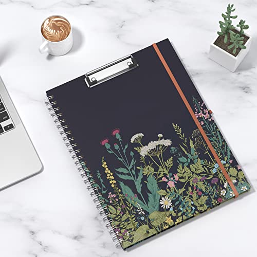 Rimilak Spiral Clipboards Folio with Refillable Lined Notepad, 14.5 x 9.8 In, Hardcover Cover with 5 Interior Pockets, Elastic Band and Pen Loop Series. Cute Stylish Clipfolio, Daisy Flower - color: Daisy Flower