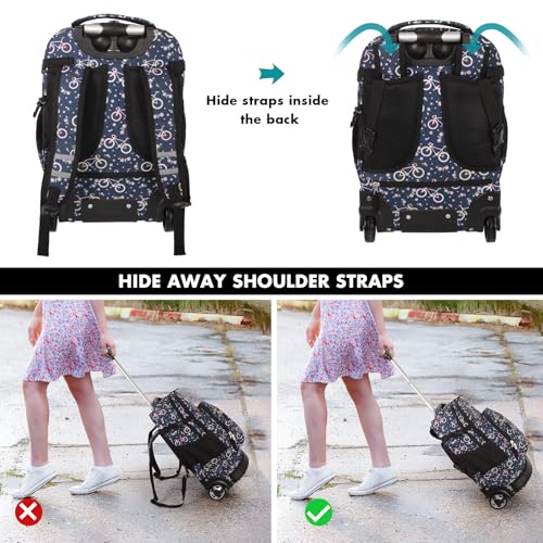 Tilami Rolling Backpack for Kids 18 inch Boys and Girls Laptop Backpack,Bicycle - color: Bicycle