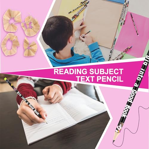 Tenare 150 Pcs Reading Motivational Pencils Bulk Fun Reading Pencils Wooden with Eraser Inspirational School Pencil Assorted Readings Black History Month Pencil for Reward Gift Stationery Party Favors