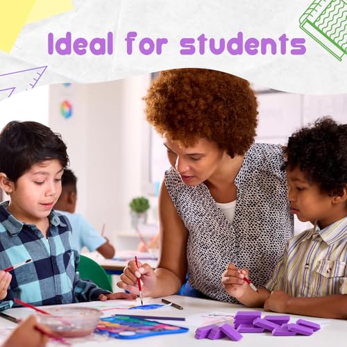 12 Count Purple Pencil Erasers Rectangular Rubber Eraser Bulk for Bag Supplies Gift Teacher Student - color: Purple
