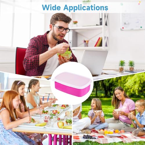 6 Pcs Sublimation Bento Boxes, Food-Safe Plastic Bento Box Snack Container with Removable Compartment, Microwave & Dishwasher Safe, 7.1 x 4.4 x 2.3 in, Blue, Rose Red & White
