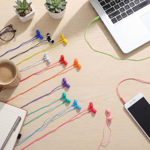 Konohan 120 Pack Bulk Earbuds for Classroom, Wired Headphones with 3.5mm Jack for K-12 Students, Individually Wrapped in-Ear Earphones for School Testing & Computer Lab, 12 Colors