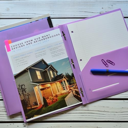 Youngever 6 Pack Heavy Duty Plastic Two Pocket Folders with 3 Prongs, Metal Prongs Fastener, Heavy Duty Plastic 2 Pocket Folder (Mauve) - color: Mauve