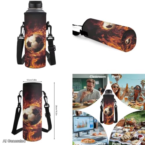 Soccer Backpack for Boys Girls Backpack with Lunch Box Water Bottle Pouch and Cute Pencil Case 4PCS Set Bookbag with Front Pocket for School 17 in Large Elementary Middle High School Bag - color: Flaming Soccer