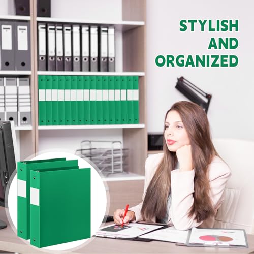 Henoyso 36 Pcs Green 1.5 Inch 3 Ring Plastic Binder Bulk, 1 1/2 Inch Soft Flexible Binders Three Round Rings Fit 8.5x11 Papers for School Office Home File Organization Supplies - color: Green