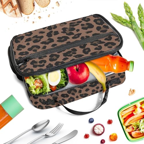 WOBAGMEN Leopard Lunch Box for Kids, Cute Insulated Lunch Bag for Boys Girls,Waterproof Lunch Box with Water Bottle Holder for Teens Adults Picnic Travel Back to School (Brown Leopard) - color: Brown Leopard