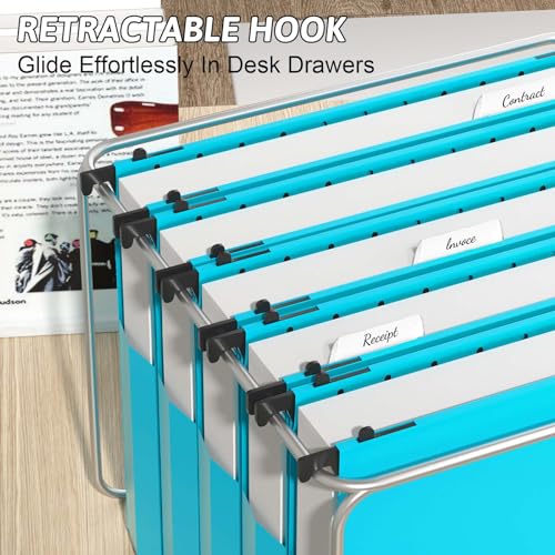 Plastic Hanging File Folders Expandable,12 Pack Extra Capacity Hanging File Folder Letter Size,2 Inch Expansion Heavy Duty Folders,Adjustable Tabs,Hanging Folder Designed for Bulky Files(Blue) - color: Blue