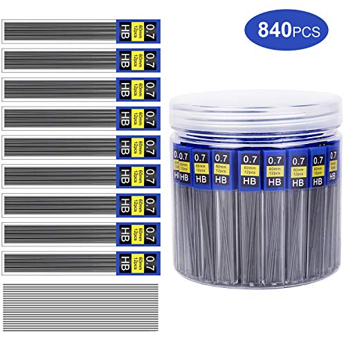 Morepack 840 Pieces Lead Refills,0.7 mm HB,Break Resistant Mechanical Pencil Refills,70 Tubes (840 Pieces) - style: 0.7 mm