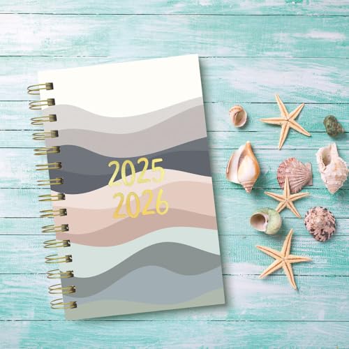 Blueline® Essential Academic Daily/Monthly Planner, August 2025 to July 2026, Gold Twin-Wire Binding, Poly Cover, 8" x 5", Under the Sea Design, Waves (CA214PH.02-26)