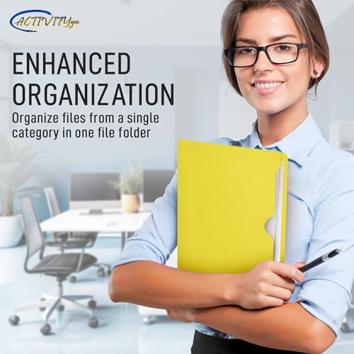 Yellow File Jackets, Flat-No Expansion, Letter Size, Reinforced Straight-Cut Tab, 10 Pack - color: Yellow