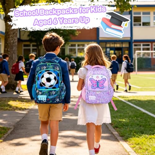 Kids Backpack for Girls with Lunch Box, Cute Butterfly Kids Elementary SchoolBag Middle-School Bookbag Back to School Gift - color: Butterfly
