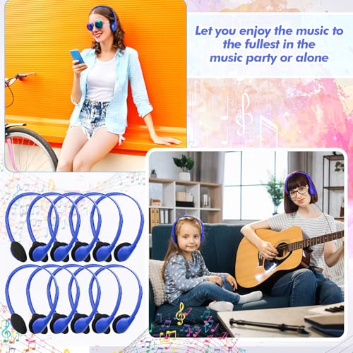 Xuhal 200 Pack Headphones Bulk Earphones for Adults with 3.5 mm Plug Wired on Ear for Church Christian Sunday School Library(Blue) - color: Blue