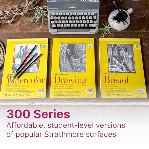Strathmore 300 Series Mixed Media Paper Pad, Tape Binding, 36 Sheets, White, 4x6 inch, 1 Count