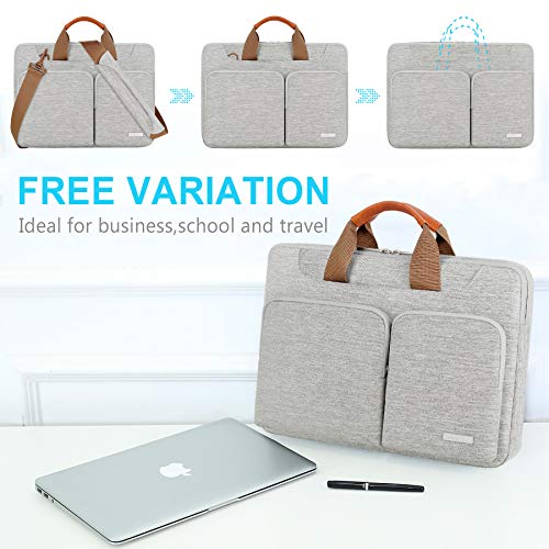 Lacdo 360° Protective Laptop Shoulder Bag for 15 inch MacBook Air M5/A3448 (2026), M4 A3241 2025, M3 A3114, M2 A2941 2024-2023, 15 inch MacBook Pro A1990 A1707, Dell XPS 15 Computer Case Bag, Gray - color: Gray, size: 15 Inch New MacBook Air