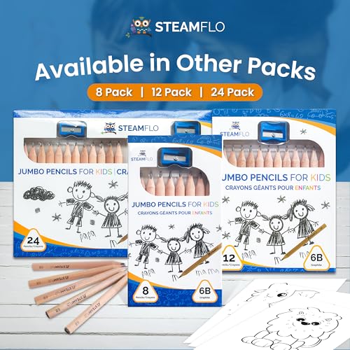 Learning Pencils for Toddlers 2-4 Years – Our Kids Pencils for Beginners Toddlers and Preschoolers with Jumbo Triangle Shape are Specially Designed Triangle (24 Pack) - style: 24 Pack + Sharpener