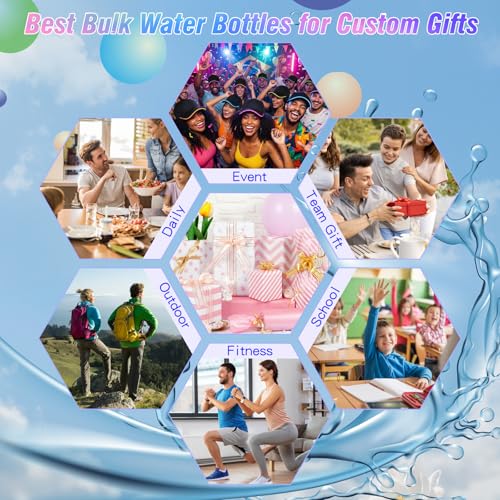 mwellewm Bulk Water Bottles 24 Pack 17 oz Reusable Plastic Water Bottles Bulk with Leak Proof Flip Top for Gym Sports Outdoor Fitness Party Clasroom School Activities Camping Office Travel(Colorful)