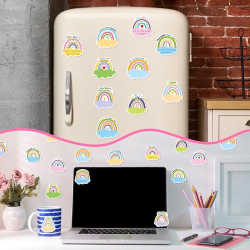 Xqumoi 30 Pack Boho Rainbow Teacher Sticky Notes - Spring Self Sticky Notepads Writing Memo Pads Teacher Appreciation Gift Back to School Office Supplies Birthday Party Favors Goodies Bag Fillers - style: Boho Rainbow (Teacher)
