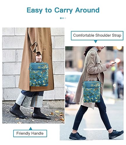 MoKo 9-11 Inch Tablet Sleeve Bag Handle Carrying Case with Shoulder Strap for iPad Pro, Air, 10th, 9/8/7, Air 5/4, Tab S8/S9, Apricot Flower | Fits iPad Pro 11-inch M4, iPad Air 11-inch M2, iPad 10th 10.9, iPad 9/8/7th 10.2 and Tab S8/S9 11, Apricot Flowe
