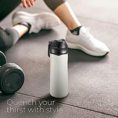 SipX™ Premium Stainless Steel Water Bottle with Straw Lid 18 oz (532 mL). Triple Insulated, Leakproof, BPA-Free – Slim, Durable Bottle for School, Gym, Office – White - color: White