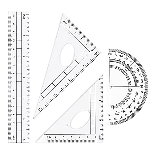 Vobou 10 pcs Math Geometry Set Student Supplies,Compass Kit Set (Purple) | Shatterproof Storage Box,Rulers,Protractor,Compass,Eraser,Pencil Sharpener,Lead Refills,Pencil,for School and Drawing - color: Purple